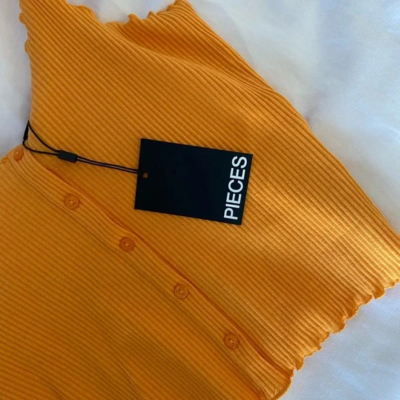 NWT Orange Pieces Ribbed Cami Tank - Picture 3 of 5